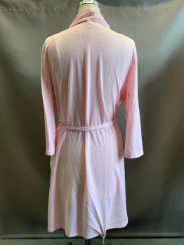 A DONNA, Pink, Cotton, Polyester, Solid, L/S, Open Front, Shawl Collar Side Pockets, With Matching Belt