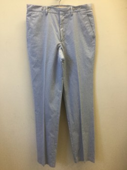 Mens, Slacks, PAUL SMITH, Lt Blue, White, Cotton, Polyester, Check - Micro , Gingham, Ins:35, W:30, Micro Gingham Check, Flat Front, Zip Fly, 4 Pockets, Slim Straight Leg
