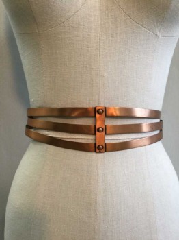 Copper Metallic, Metallic/Metal, Womens 50's Atomic Space-age Belt, Adjustable