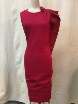 Womens, Dress, Sleeveless, RED VALENTINO, Hot Pink, Synthetic, Solid, S, Hot Pink, Crew Neck, Large Bow Detail, Sleeveless