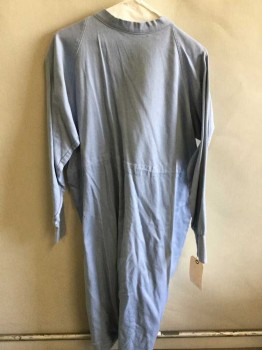 Unisex, Surgical Gown, Lt Blue, Cotton, Solid, L, Long Sleeves, Lacing/Ties,  Drawstring At Waist That Ties At Back
