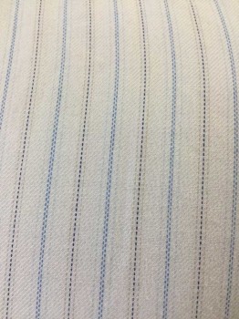N/L, Cream, Lt Blue, Blue, Cotton, Stripes, Working Class Shirt  Better. Aged at Collar Band, Button Front, Long Sleeves, Hole at Right Shoulder Front Stain on Center Back,