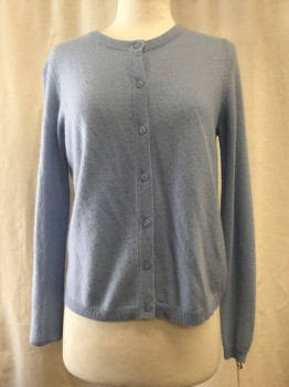 Womens, Sweater, BLOOMINGDALES, Dusty Blue, Cashmere, Solid, L, Button Front,