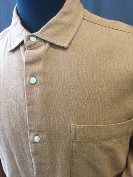 KIN, Burnt Orange, Tan Brown, Cotton, Solid, 2 Color Weave, Button Front, Collar Attached, Long Sleeves, 1 Pocket,