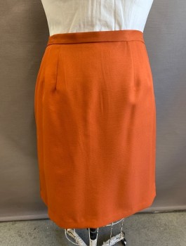 Womens, Suit, Skirt, T.MILANO, Burnt Orange, Polyester, Solid, Sz.16W, Bumpy Textured Fabric, Pencil Skirt, Knee Length, Elastic Waist at Sides, Invisible Zipper in Back