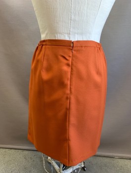 Womens, Suit, Skirt, T.MILANO, Burnt Orange, Polyester, Solid, Sz.16W, Bumpy Textured Fabric, Pencil Skirt, Knee Length, Elastic Waist at Sides, Invisible Zipper in Back