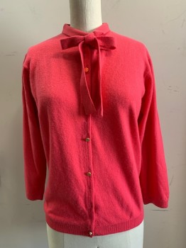 Womens, Blouse, BALLANTYNE, Hot Pink, Cashmere, Solid, B36, L/S, Button Front, With Snap Buttons, Neck Tie