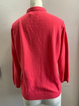 BALLANTYNE, Hot Pink, Cashmere, Solid, L/S, Button Front, With Snap Buttons, Neck Tie