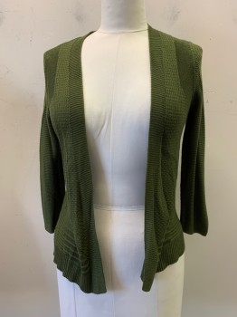 Womens, Cardigan Sweater, WORTHINGTON, Dk Olive Grn, Acrylic, Solid, M, V-N, Open Front,