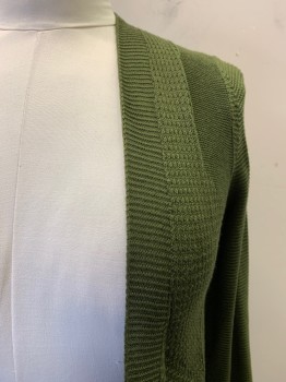 Womens, Cardigan Sweater, WORTHINGTON, Dk Olive Grn, Acrylic, Solid, M, V-N, Open Front,