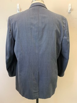 Mens, Suit, Jacket, Botany, Gray, Blue, Brown, Wool, Stripes - Pin, 52, 2 Buttons, Single Breasted, Notched Lapel, 3 Pockets