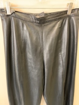 Womens, Pants, IN TRANSIT , Black, Leather, Solid, H:41, W:29, Back Zip With Snap Button, Zipper At Hems