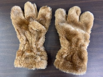 Unisex, Piece 3, NL, Tan Brown, Synthetic, Wild Cat 4 Finger Gloves, Fur