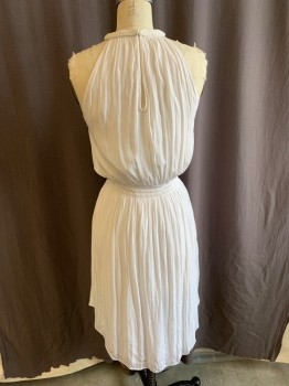Womens, Dress, Sleeveless, N/L, White, Synthetic, Solid, W28, B36, Keyhole Front And Back, Elastic Waistband, Braided Trim