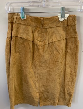 Womens, Skirt, LANNA, Caramel Brown, Leather, Solid, W 26, 4, H 35, F.F, Zip Front, Belt Loops, 3 Pockets, Back Vent