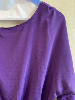 CALIFORNIA KRUSH, Purple, Polyester, Dots, Self Pattern, Dolman Short Sleeves, Round Neck, V-back, 3 Buttons In Back, Elastic Waistband, 2 Pockets