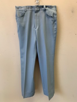 ALL SEASONS, Powder Blue, Polyester, Solid, Zip Fly, Belt Loops, 5 Pockets,