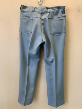 ALL SEASONS, Powder Blue, Polyester, Solid, Zip Fly, Belt Loops, 5 Pockets,