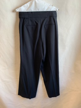 Womens, Slacks, ANN TAYLOR, Black, Polyester, Rayon, Solid, 2P, Pleated Front, Tab on Each Side of Waistband with 1 Button, Zip Fly, 4 Pockets,