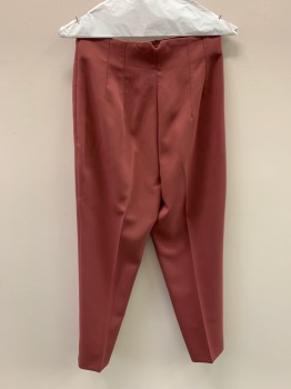 Womens, Slacks, ZARA, Dusty Rose Pink, Polyester, Viscose, W26, S, High Waisted, Zip Front, Side Pockets