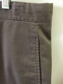 N/L, Brown, Cotton, Solid, Twill, Button Fly, Suspender Buttons at Inside Waist, 2 Side Seam Pockets, Over-dyed Brown