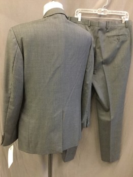 Mens, Suit, Jacket, JOSEPH ABBOUD, Charcoal Gray, Wool, Solid, 40R, Single Breasted, 2 Buttons, Notched Lapel, 3 Pockets,