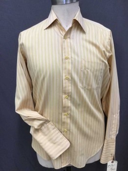 Mens, Dress Shirt, FUTURA, Tan Brown, Gold, Polyester, Floral, Diamonds, 32, 15.5, Collar Attached, Button Front, 1 Pocket, Long Sleeves,