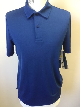 32 DEGREE COOL, Blue, Lt Blue, Polyester, Solid, Diamonds, Heather Blue/ Light Blue with Self Small Diamond, Collar Attached, 2 Button Front, Short Sleeves,