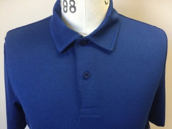 32 DEGREE COOL, Blue, Lt Blue, Polyester, Solid, Diamonds, Heather Blue/ Light Blue with Self Small Diamond, Collar Attached, 2 Button Front, Short Sleeves,