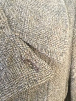 N/L, Brown, Dk Brown, Wool, Houndstooth, Check , Single Breasted, Buttons are Set Further in, Wide Notched Lapel, 2 Patch Pockets, No Lining, Made To Order