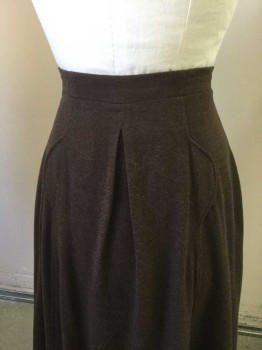 NL, Dk Brown, Wool, Synthetic, Solid, Straight of Grain Front. Floor Length. Drawstring Adjustable Waist (no String )inverted Pleat Center Back, with Novelty,