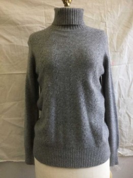 Womens, Sweater, BERGDORF GOODMAN, Gray, Cashmere, Cable Knit, S, L/S, Turtleneck, Pullover