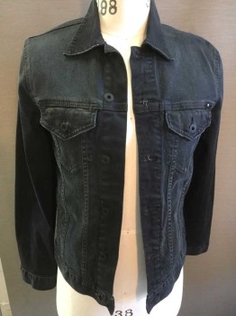 Mens, Jean Jacket, LUCKY BRAND, Black, Cotton, Solid, S, Classic Jean Jacket