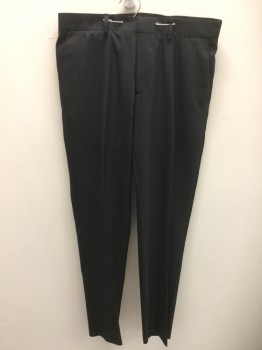 APT 9, Black, Polyester, Solid, Flat Front, Twill Weave, Fitted/Slim Fit,