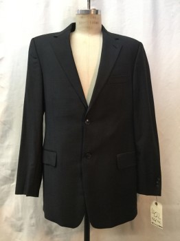 ARNOLD BRANT, Charcoal Gray, Gray, Wool, Cashmere, Heathered, Grid , Heather Charcoal, Gray Grid Print, Notched Lapel, Collar Attached, 2 Buttons,  3 Pockets,