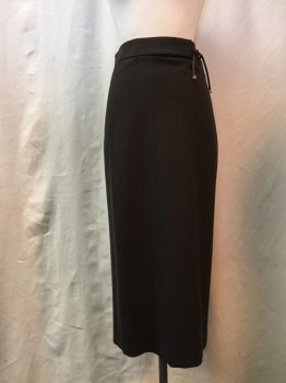 Womens, Skirt, Below Knee, ANN TAYLOR, Dk Brown, Polyester, Rayon, Heathered, 4, Faux Leather Self Waist Side Tie