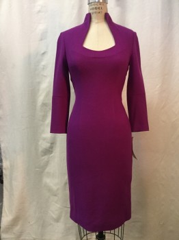 ALEXANDER MCQUEEN, Purple, Wool, Solid, Unique Neckline With Stand Collar, L/S,