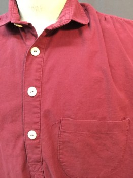 RIVER JUNCTION, Dk Red, Cotton, Solid, Dark Red, Collar Attached, 4 Button Front, 1 Pocket, Long Sleeves,