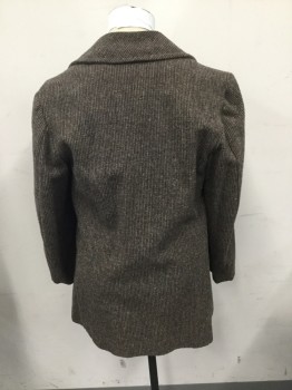 MTO, Brown, Gray, Black, Cream, Wool, Tweed, Working Class Coat. Double Breasted, Wide Notched Lapel, 2 Pockets, Multiples,