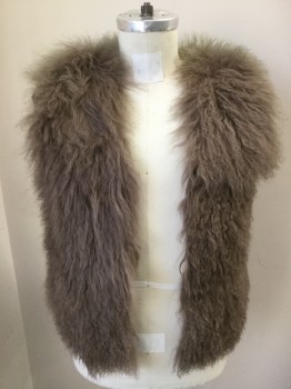 Womens, Vest, MTO, Taupe, Fur, B34, S, No Closures, Light Mint Green Tinge to Shoulders,