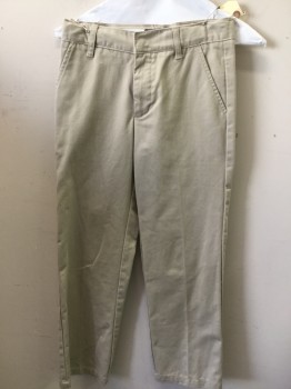 Childrens, Pants, FRENCH TOAST, Khaki Brown, Polyester, Cotton, Solid, 10, Flat Front, 3 Pockets, Relaxed Fit