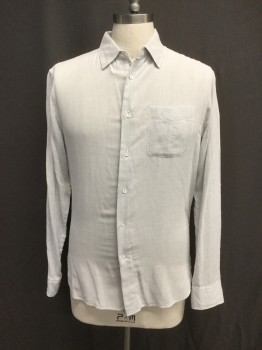 RAG & BONE, White, Gray, Cotton, Stripes, Button Front, Collar Attached, 1 Pocket, Long Sleeves, Button Cuff