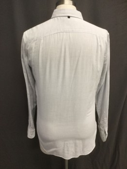 RAG & BONE, White, Gray, Cotton, Stripes, Button Front, Collar Attached, 1 Pocket, Long Sleeves, Button Cuff