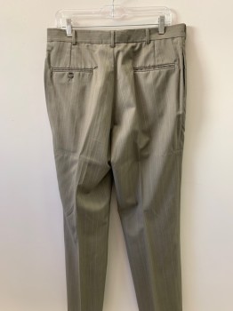 Mens, Suit, Pants, BOTANY 500, Khaki Brown, Brown, White, Tan Brown, Wool, Stripes - Vertical , Double Pleats, 2 Slant Pocket,