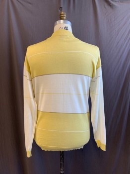 SYLLABLES, Lt Yellow, Tan Brown, White, Cotton, Acrylic, Plaid, Mock Neck, Long Sleeves