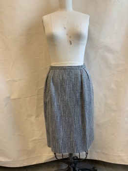 CHRISTIAN DIOR, Black, White, Wool, Stripes - Static , Pleated Front, 2 Pockets, Zip Back, 1 Button