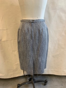 CHRISTIAN DIOR, Black, White, Wool, Stripes - Static , Pleated Front, 2 Pockets, Zip Back, 1 Button