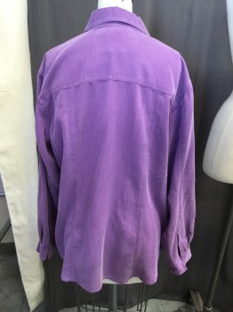 SIGRID OLSEN, Lavender Purple, Rayon, Polyester, Solid, C.A., L/S, B.F., Self Ribbed, Flap Pockets