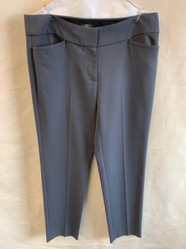 Womens, Slacks, ANN TAYLOR, Medium Gray, Rayon, Polyester, Solid, 6, Zip Front, Hook Closure, 4 Pockets, Creased Front, Straight Fit