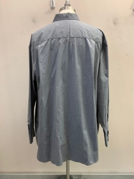 Mens, Casual Shirt, Synrgy, Gray, Cotton, Polyester, Heathered, 35-36, 18 1/2, L/S, Button Front, Collar Attached, Chest Pocket